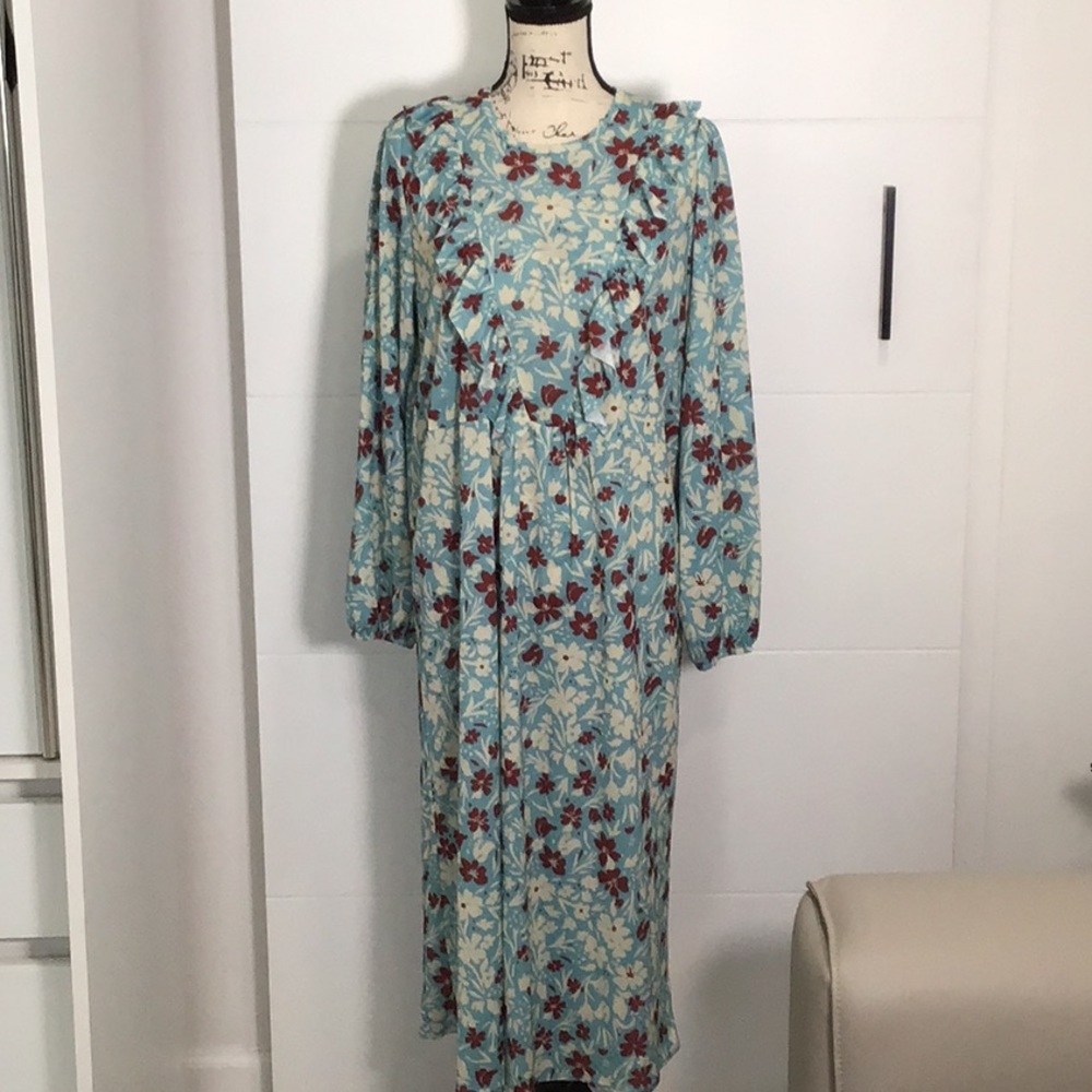 🆕 ZARA Ruffled Long Sleeves Dress MIDI Length